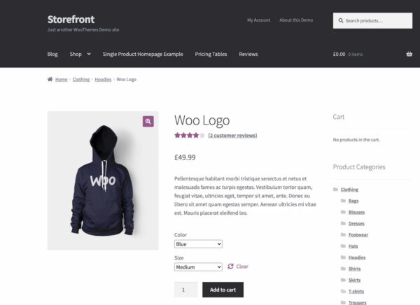 Screenshot of the WooCommerce theme Storefront