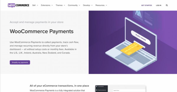 Screenshot of page on woocommerce.com explaining WooCommerce Payments